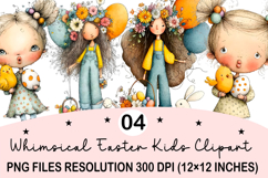 Whimsical Easter Kids Clipart Product Image 1