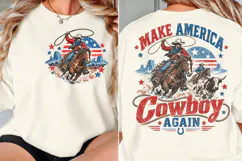 Make America Cowboy Again Front Back PNG, Patriotic Cowboy C Product Image 2