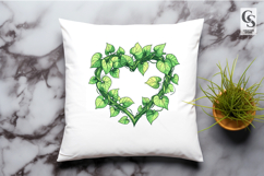 Green Ivy Heart Botanical Clipart Sublimation PNG Product Image 3