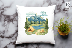 Camping Mountain Landscape Watercolor Clipart png Product Image 3