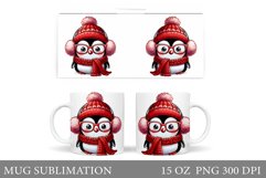 Cute Penguin Mug Design. Christmas Mug Sublimation Product Image 1