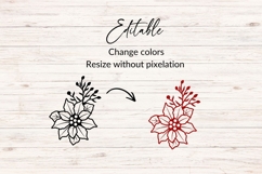 Hand Drawn Poinsettia Branch SVG Product Image 2