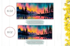Watercolor Lake Mug Wrap Design, Night Forest Mug Design Product Image 2