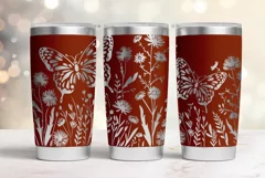 20oz Tumbler laser svg wrap|Wildflowers and Butterflies Product Image 2