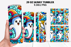 Ghost Skinny Tumbler 20oz Wrap Design, Halloween Tumbler PNG Product Image 1