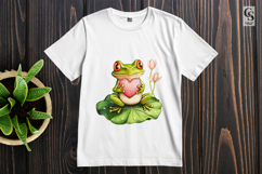 Watercolor Frog Holding Heart Clipart Sublimation PNG Product Image 2