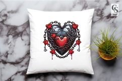 Gothic Chained Heart Illustration Clipart Sublimation PNG Product Image 2
