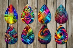 Abstract bright earring | 8 Teardrop sublimation designs Product Image 2