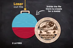 Snowball Fight Sport Medal SVG laser cut files for Glowforge Product Image 2