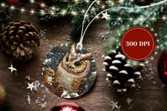Knitted Winter Owl Ornament, Embroidery Christmas Gift Tag Product Image 2