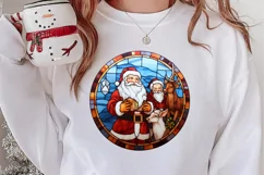 Stained Glass Painting Of Santa Clipart Sublimation Product Image 2