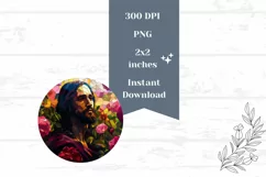Jesus Round Earrings PNG, Christian Earrings Sublimation Product Image 2