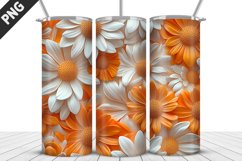 3D Daisy Flowers 20oz Tumbler Wrap | Sublimation Design Product Image 1