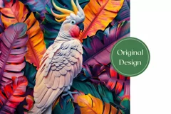 Cockatoo Tumbler Wrap Design, Tropical Birds Sublimation PNG Product Image 2