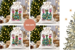 Christmas Tree Santa Sack Designs, Leopard Christmas Bow PNG Product Image 2