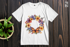 Butterfly Floral Wreath Clipart Sublimation PNG Product Image 2