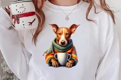 Christmas Dog And Coffee Clipart, Christmas Clipart Product Image 2