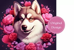 Valentine Husky Tumbler Sublimation, Cute Dog Tumbler Wrap Product Image 2