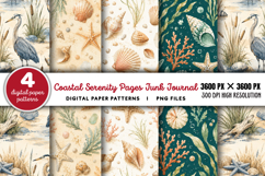 Coastal Serenity Junk Journal Pages PNG Product Image 1