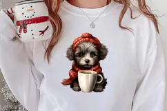 Christmas Dog And Coffee Clipart, Christmas Clipart Product Image 2