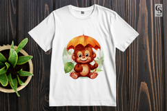 Cute Monkey with Umbrella Clipart Sublimation PNG Product Image 2