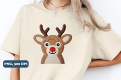 Patchwork Yarn Crochet Reindeer Bow Png sublimation Product Image 3