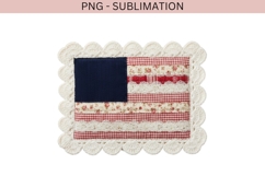 Vintage American Flag PNG | Patriotic Patchwork Flag Clipart Product Image 2