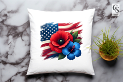 Patriotic Floral Clipart sublimatoin PNG Product Image 2