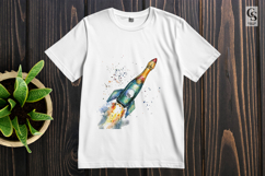 Watercolor Rocket Ship Launch Clipart Sublimation PNG Product Image 2
