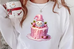 Pink Christmas Snowman Clipart, Christmas PNG Product Image 2