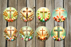 Easter cross | Retro spring Round Earring Sublimation design Product Image 2