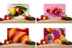 Peach Cutting Board, Mango Cutting Board, Dragon Fruit PNG Product Image 2