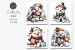 Polar bear JPG, Polar bear digital paper, Digital paper, JPG Product Image 1