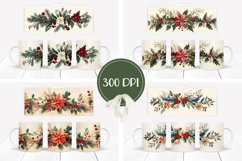 Christmas Flowers Mug Design, Poinsettia Mug Wrap Product Image 2