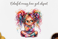Colorful Messy Hair Girls Clipart Bundle PNG Product Image 6