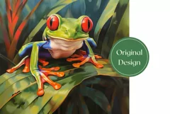 Green Frog Tumbler Wrap, Tropical Tumbler Sublimation Design Product Image 2