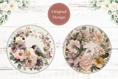 Floral Wreath Car Coaster, Spring Flowers Round Coasters Product Image 2