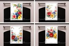 Watercolor Flowers Towel Designs, Floral Towel Sublimation Product Image 2