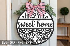Home Sweet Home Dog Laser Cut SVG, Dog Round Sign Design Product Image 1
