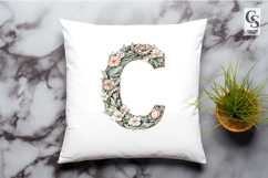 Vintage Floral Letter C Clipart Sublimation PNG Product Image 3