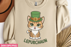 Lepurcahun PNG, St Patricks Day Cat Sublimation Product Image 2