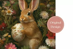 Floral Easter Tumbler Template, Cute Bunny Tumbler Wrap PNG Product Image 2