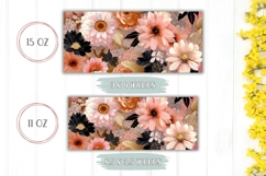 Boho Flowers Mug Wrap Design, Floral Mug Sublimation Product Image 2