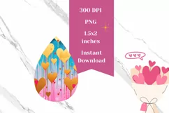 Cute Valentine Earrings, Colorful Hearts Earrings Teardrop Product Image 2