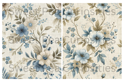 Shabby Chic, Blue, Paper, Floral, Papers, Junk Journal Product Image 2