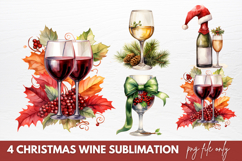 Christmas Wine Sublimation Clipart Product Image 1