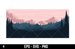 Flat vector landscapes featuring blue mountain Product Image 2