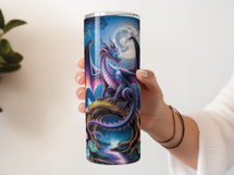20 oz Black Gem Dragon &amp; Lotus Forest Tumbler Wrap PNG Product Image 2