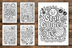 10 Motivational Quote Coloring Pages A4 PNG Bundle Product Image 2