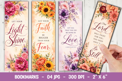 Watercolor Floral Christian Bookmark PNG, Faith Quote Product Image 1